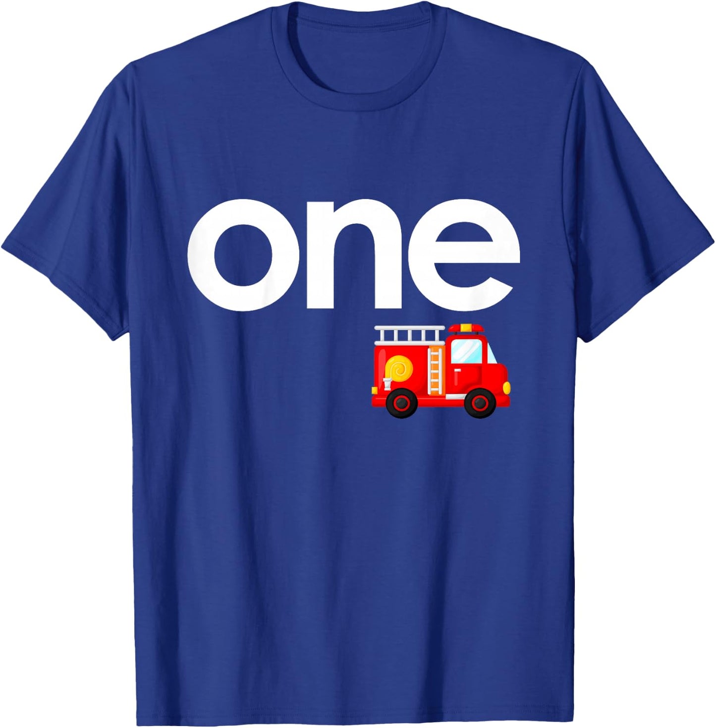 Fire Truck 1st Birthday Boy Toddler 1 Year Old Firefighter T-Shirt - T-Shirt | Royal