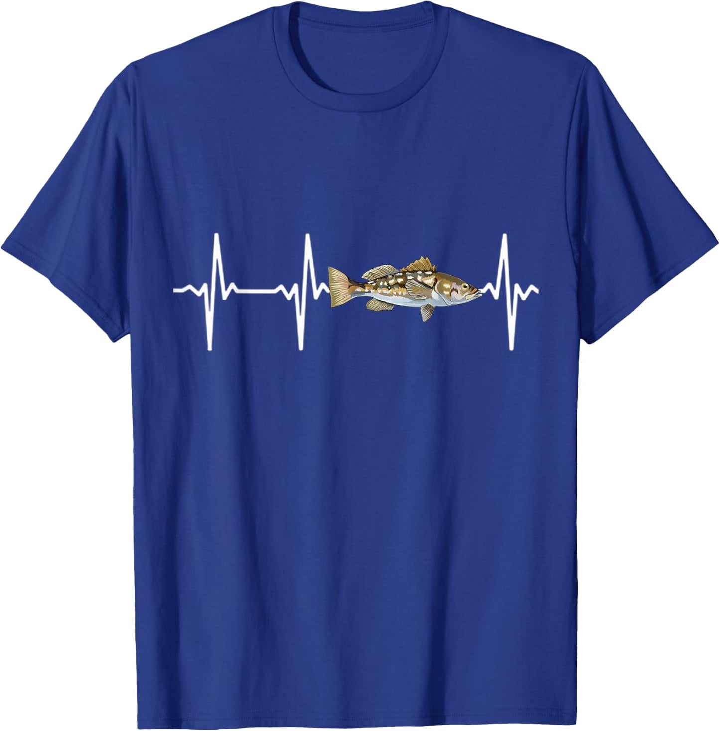 Calico Bass Heartbeat For Saltwater Fish Fishing Lovers T-Shirt - T-Shirt | Royal