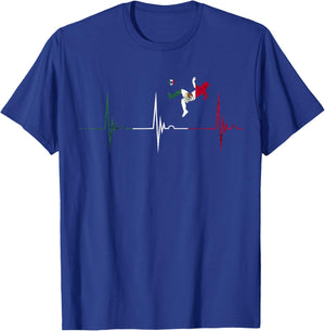 Mexican Pride Heartbeat EKG Pulse Mexican Flag Mexico Soccer T-Shirt - T-Shirt | Royal
