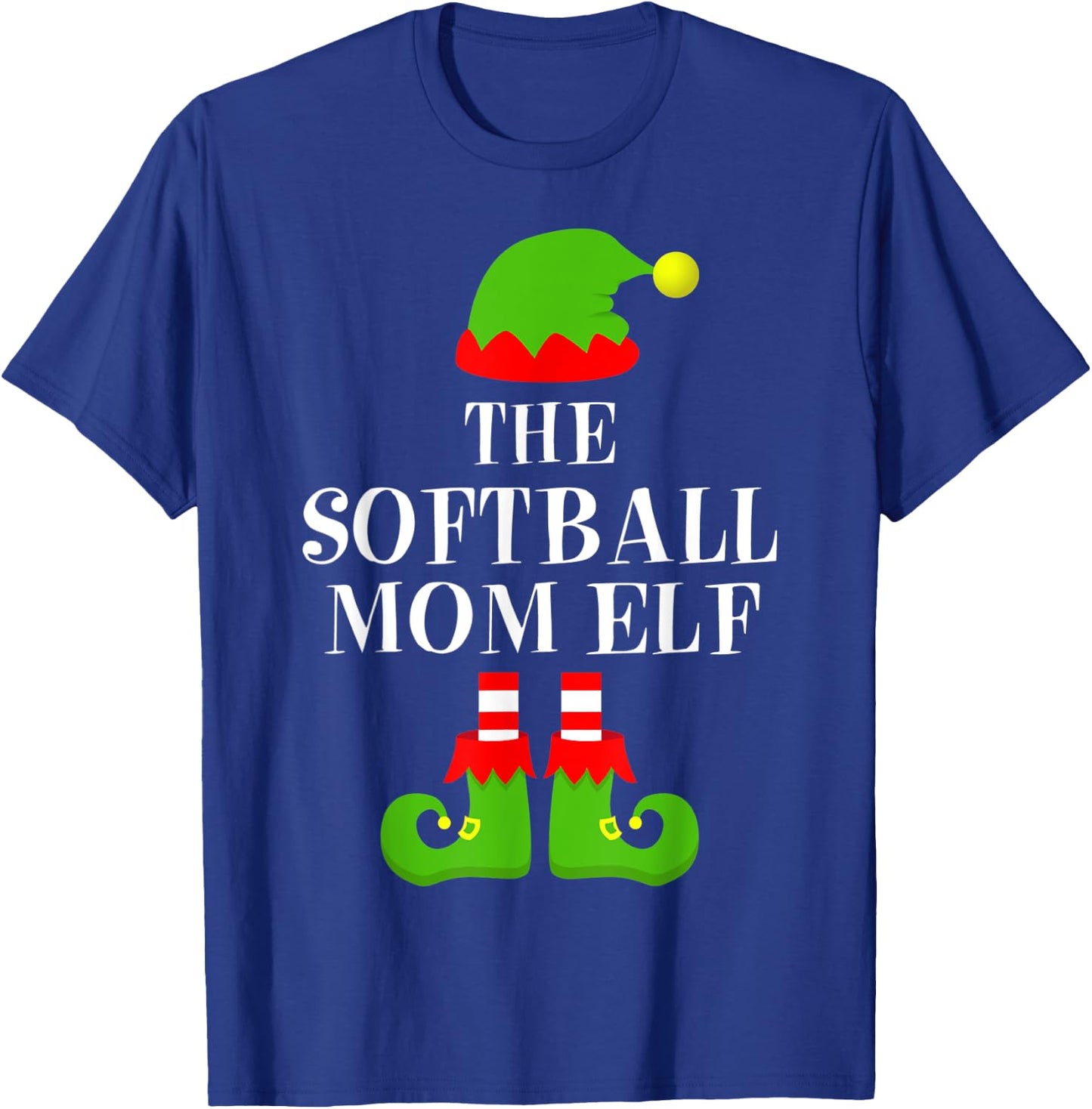 Softball Mom Elf Family Matching Christmas Pajama Mother's T-Shirt - T-Shirt | Royal