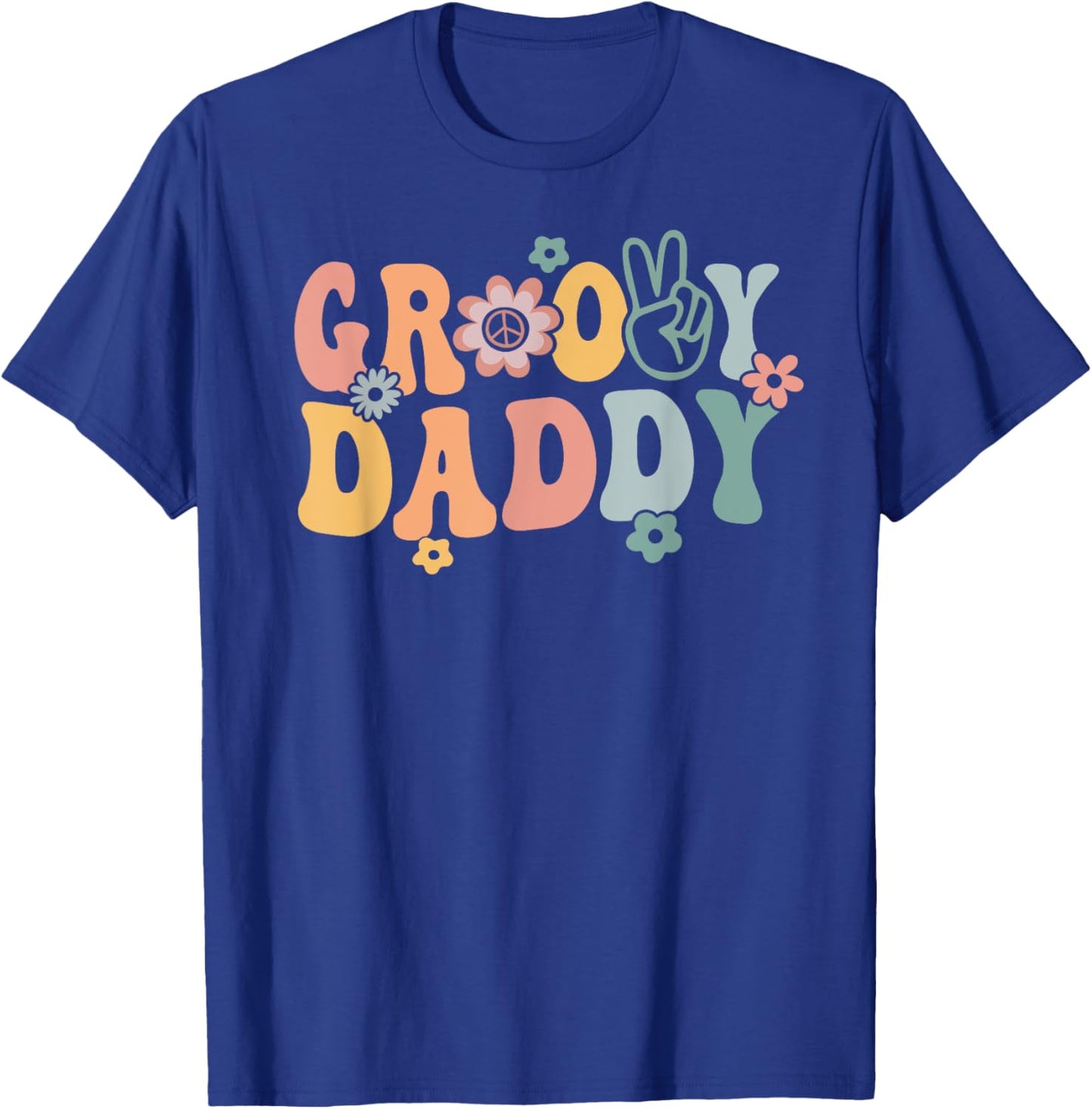 Groovy Daddy Retro Dad Matching Family 1st Birthday Party T-Shirt - T-Shirt | Royal