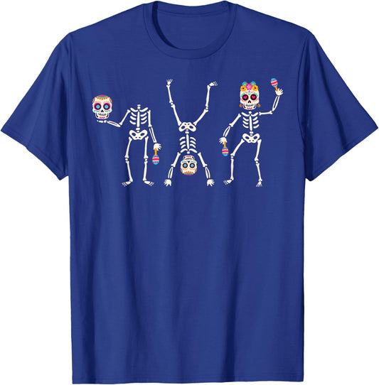 Sugar Skull Dia De Los Muertos Dancing Skeleton Costume T-Shirt - T-Shirt | Royal