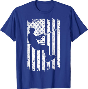 Wakeboarding Silhouette USA Flag Waterskiing Wakeboarder Kids Men T-Shirt - T-Shirt | Royal