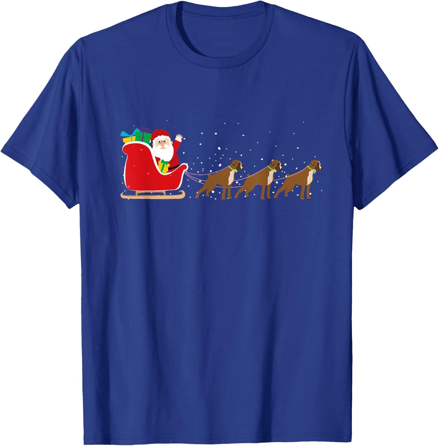 Boxer Santa Christmas Sleigh - Funny Boxer Dog Xmas T-Shirt - T-Shirt | Royal