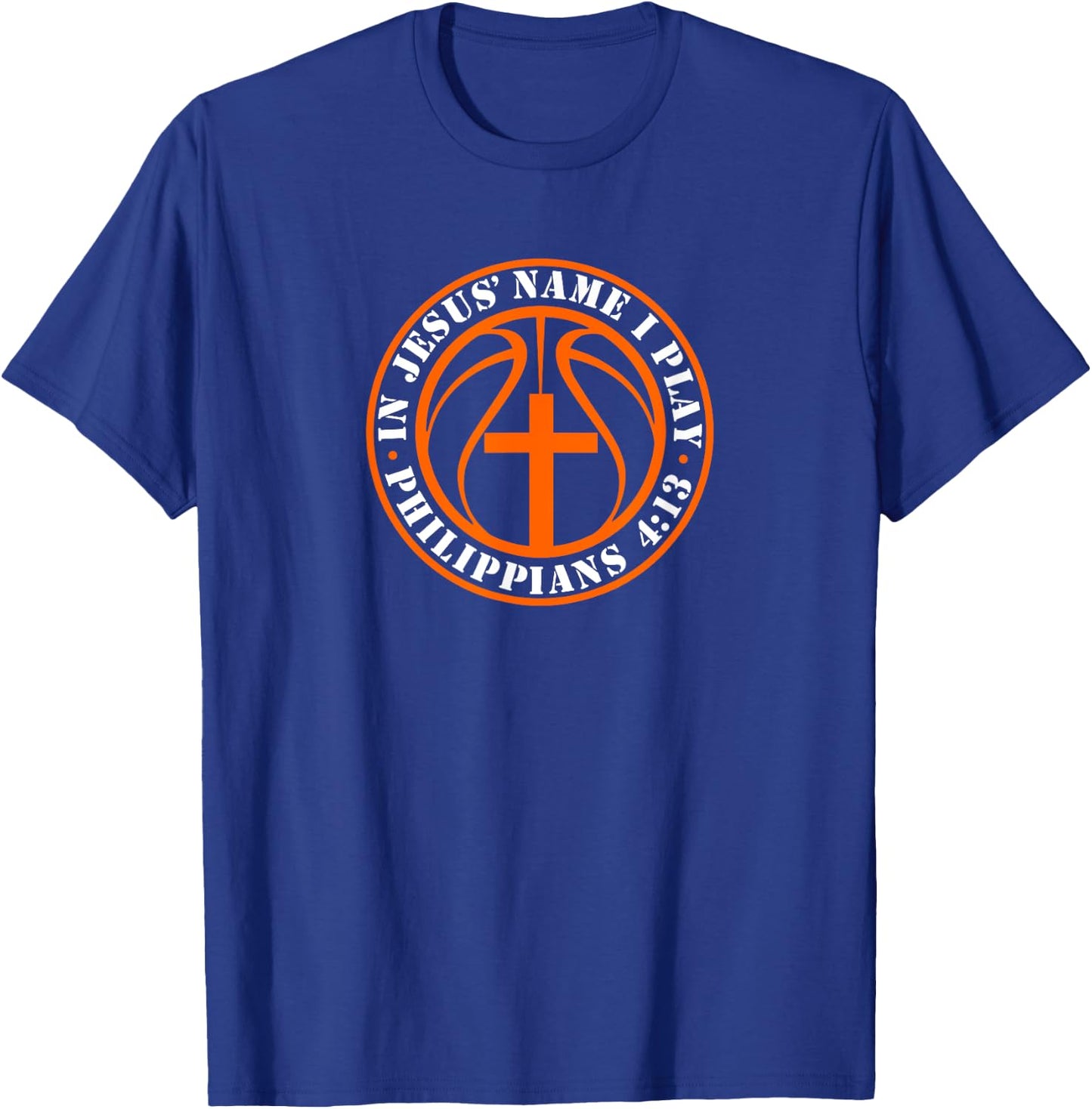 Christian Basketball In Jesus Name I Play Philippians 4:13 T-Shirt - T-Shirt | Royal