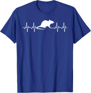 Funny Rat Art Women Kids Heartbeat Mouse Rat Lovers T-Shirt - T-Shirt | Royal