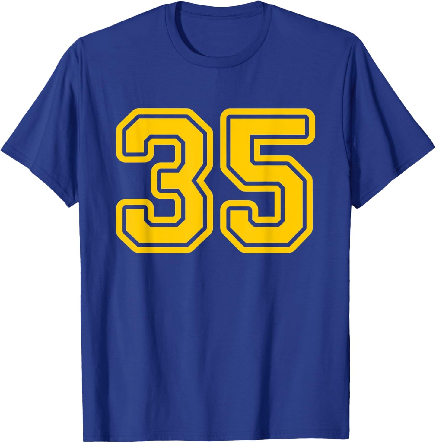 Jersey #35 Golden Yellow Sports Team Jersey Number 35 T-Shirt - T-Shirt | Royal