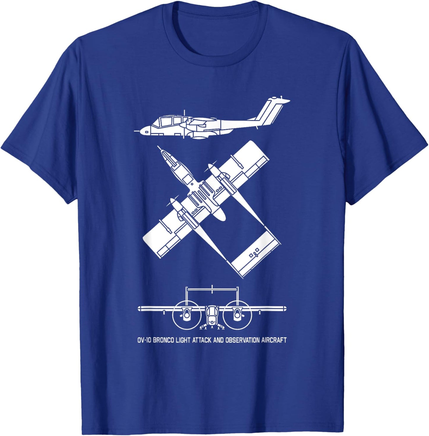 OV-10 Bronco American Plane Cutout Silhouette T-Shirt - T-Shirt | Royal