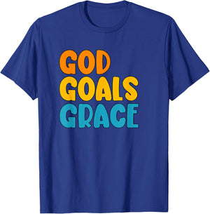 God Goals Grace Christian Gym Workout Apparel T-Shirt - T-Shirt | Royal
