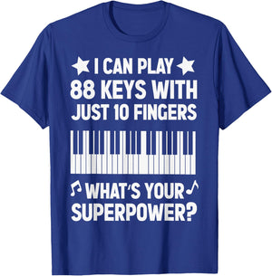 Piano Jazz Music Keyboard Composer Piano Player Superpower T-Shirt - T-Shirt | Royal