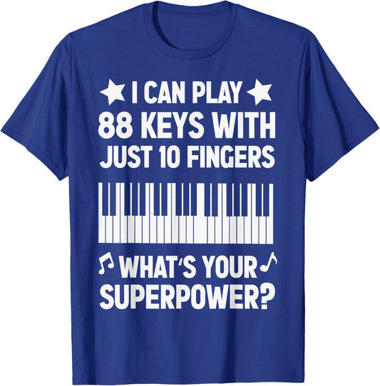 Piano Jazz Music Keyboard Composer Piano Player Superpower T-Shirt - T-Shirt | Royal
