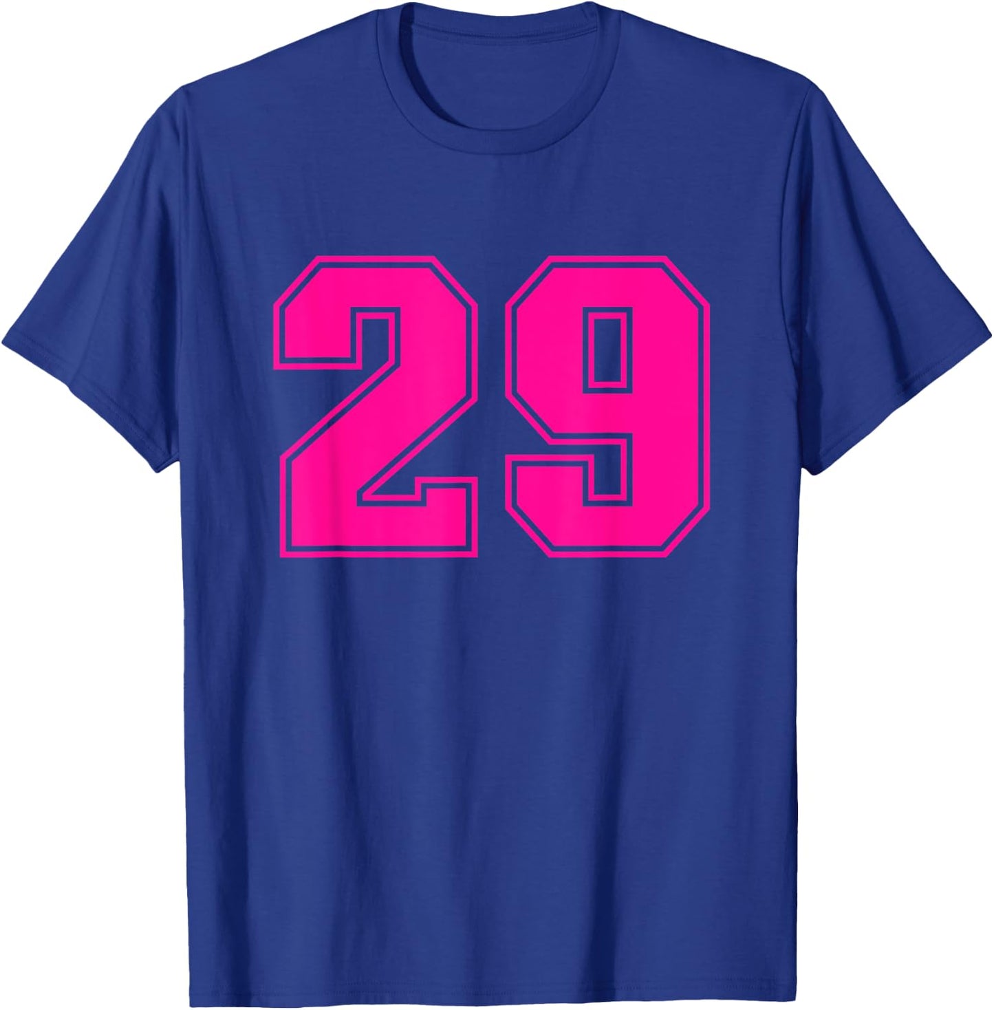Number #29 Pink Sports Team Varsity Number T-Shirt - T-Shirt | Royal