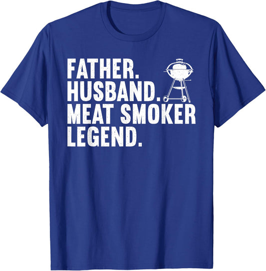 Cool Meat Smoking Art For Father Husband BBQ Meat Griller T-Shirt - T-Shirt | Royal