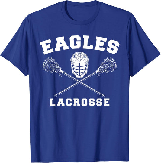 Eagles Lax Crossed Sticks & Helmet Boys Lacrosse Design T-Shirt - T-Shirt | Royal