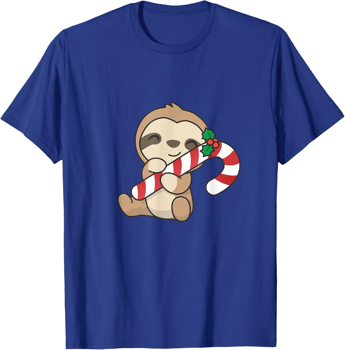 Sloth Christmas Candy Cane Cute Sloth T-Shirt - T-Shirt | Royal