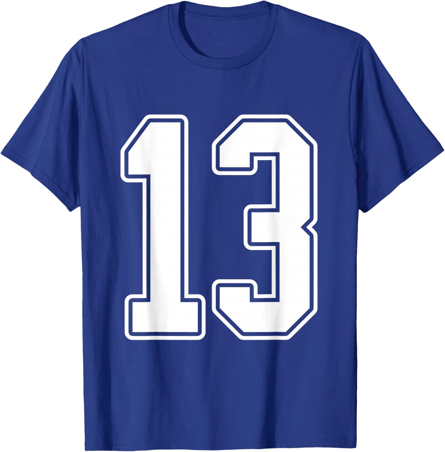 #13 White Uniform Number 13 Varsity Sports Team Jersey T-Shirt - T-Shirt | Royal