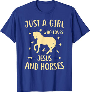 Jesus And Horses For Girls Teens Women Horse Lover Christian T-Shirt - T-Shirt | Royal