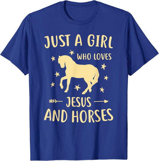Jesus And Horses For Girls Teens Women Horse Lover Christian T-Shirt - T-Shirt | Royal
