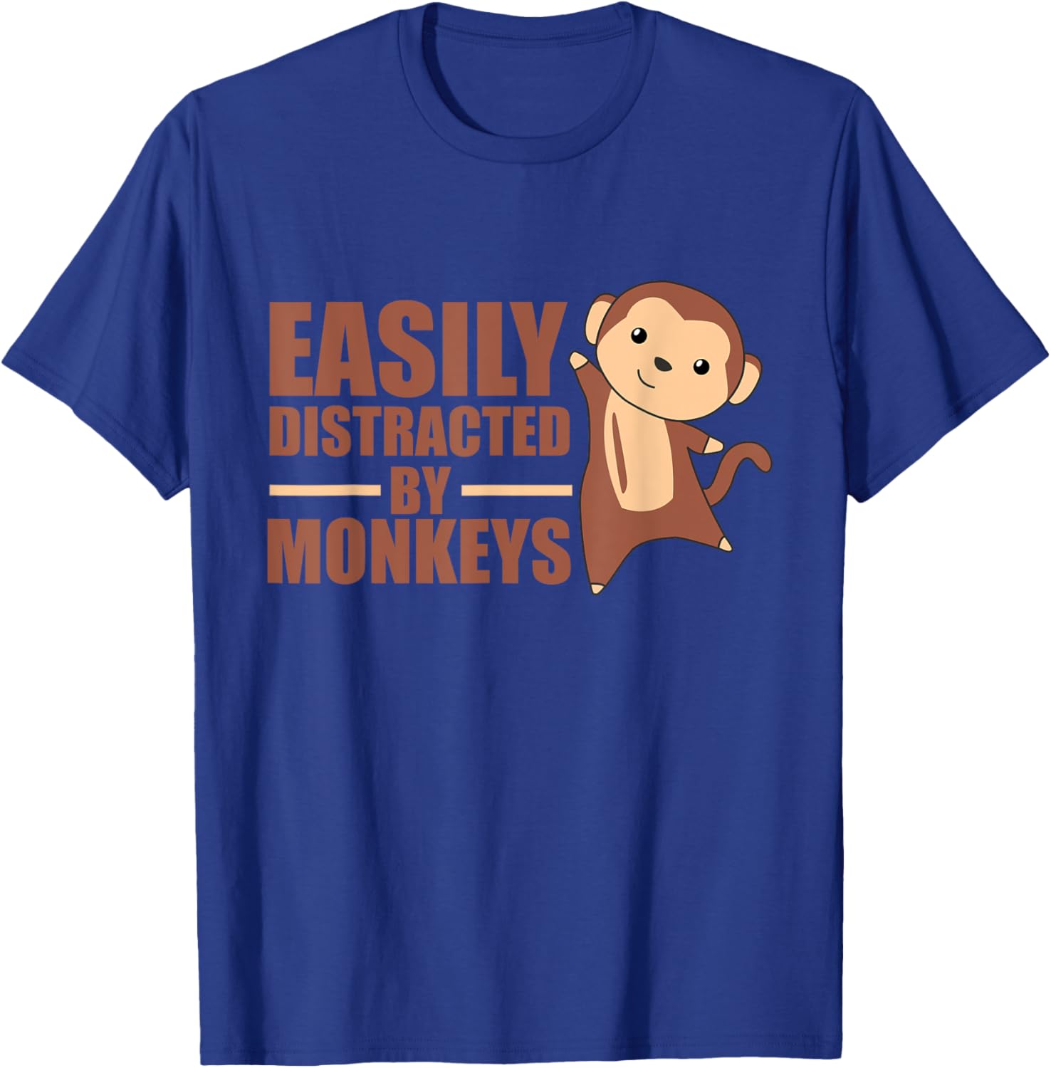 Easily Distracted By Monkeys - Cute Monkey T-Shirt - T-Shirt | Royal