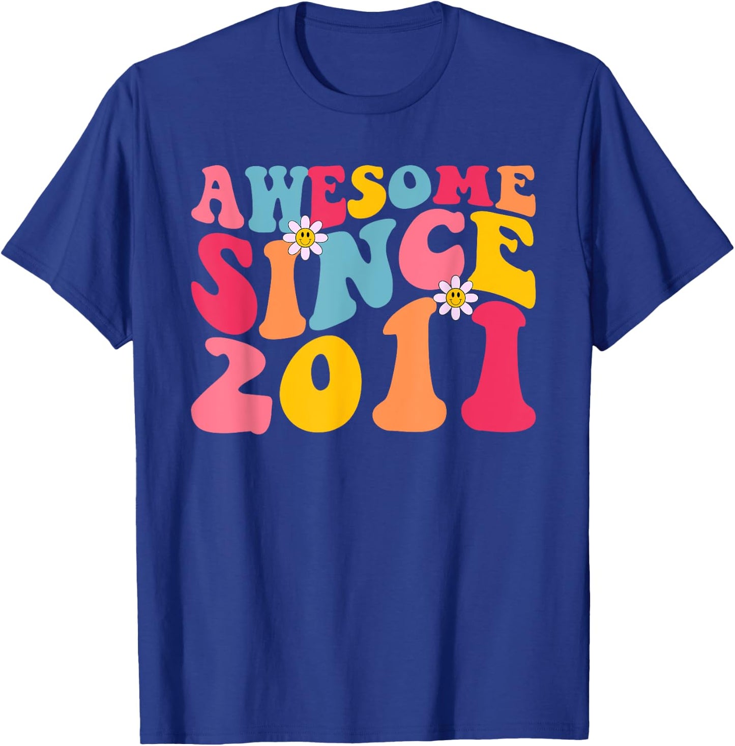 14th Birthday Awesome Since 2011 Retro 14 Years Old Vintage T-Shirt - T-Shirt | Royal