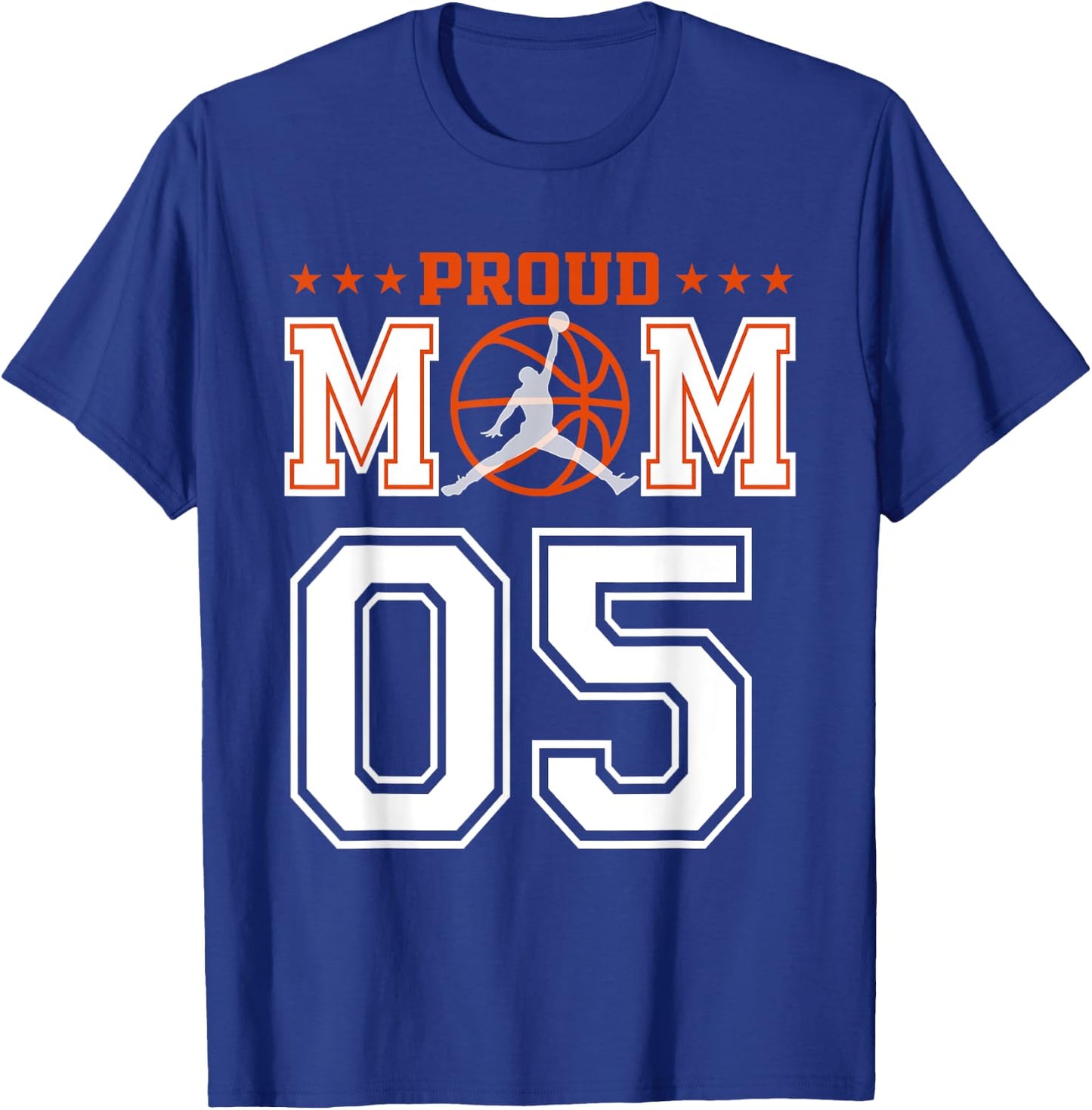 Custom Number 05 Proud Basketball Mom Personalized Sport Lov T-Shirt - T-Shirt | Royal