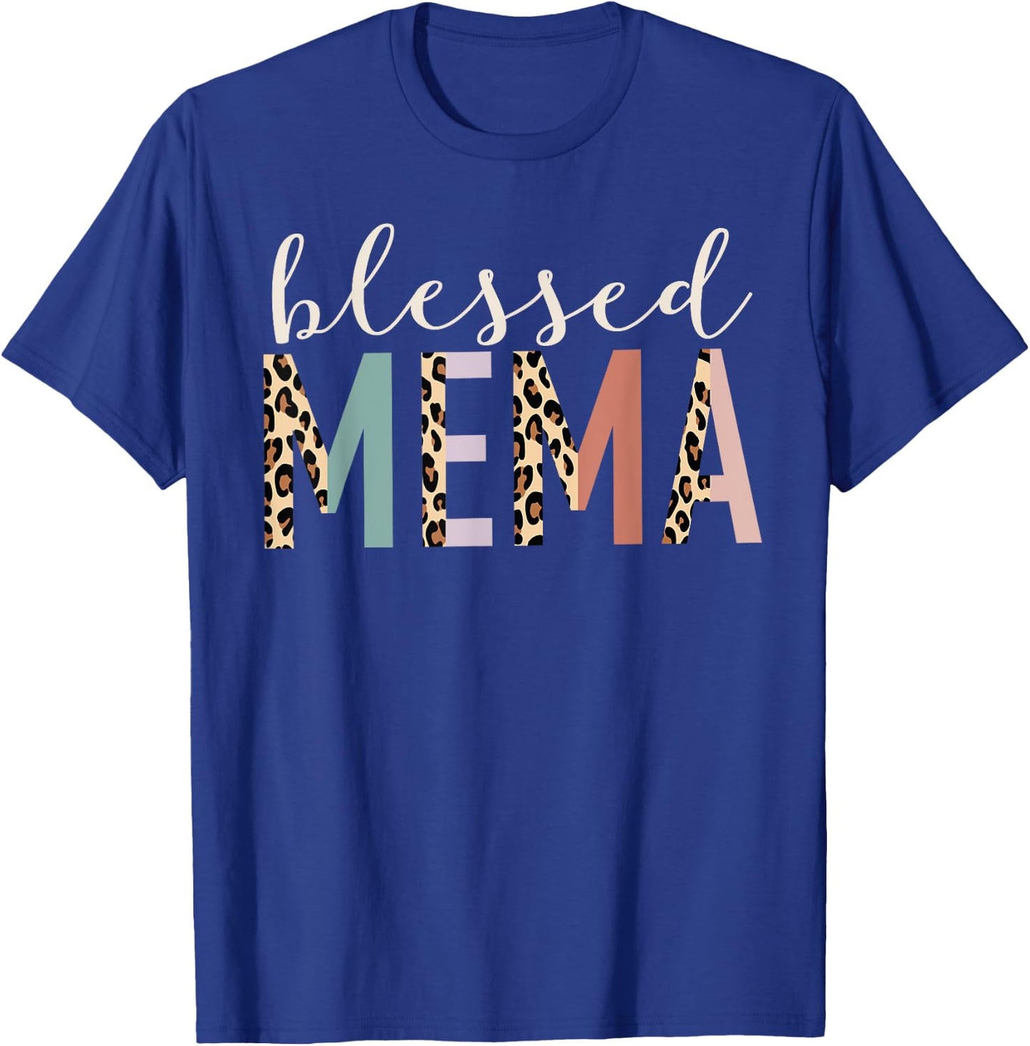 Blessed Mema Cute Leopard Print T-Shirt - T-Shirt | Royal