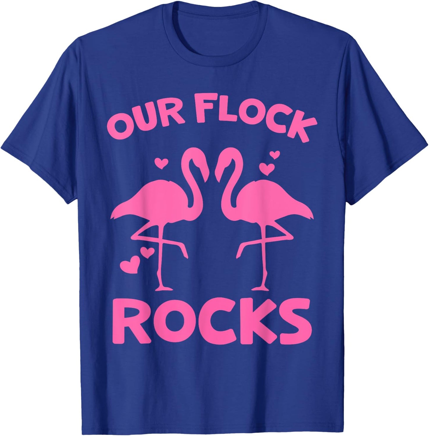 Our Flock Rocks Flamingo Matching Family Vacation Group T-Shirt - T-Shirt | Royal
