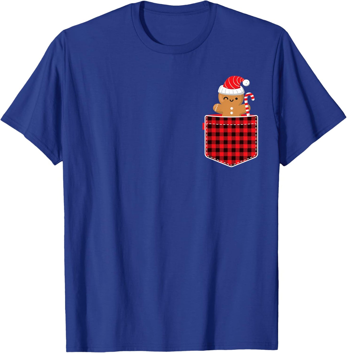 Red Plaid Gingerbread Cookie in Pocket Buffalo Christmas T-Shirt - T-Shirt | Royal