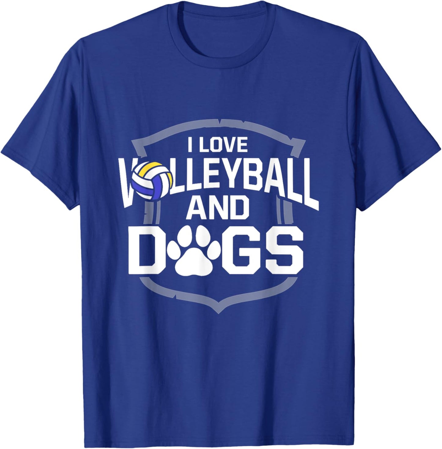 I Love Volleyball And Dogs Cute Spiker Blocker Setter T-Shirt - T-Shirt | Royal