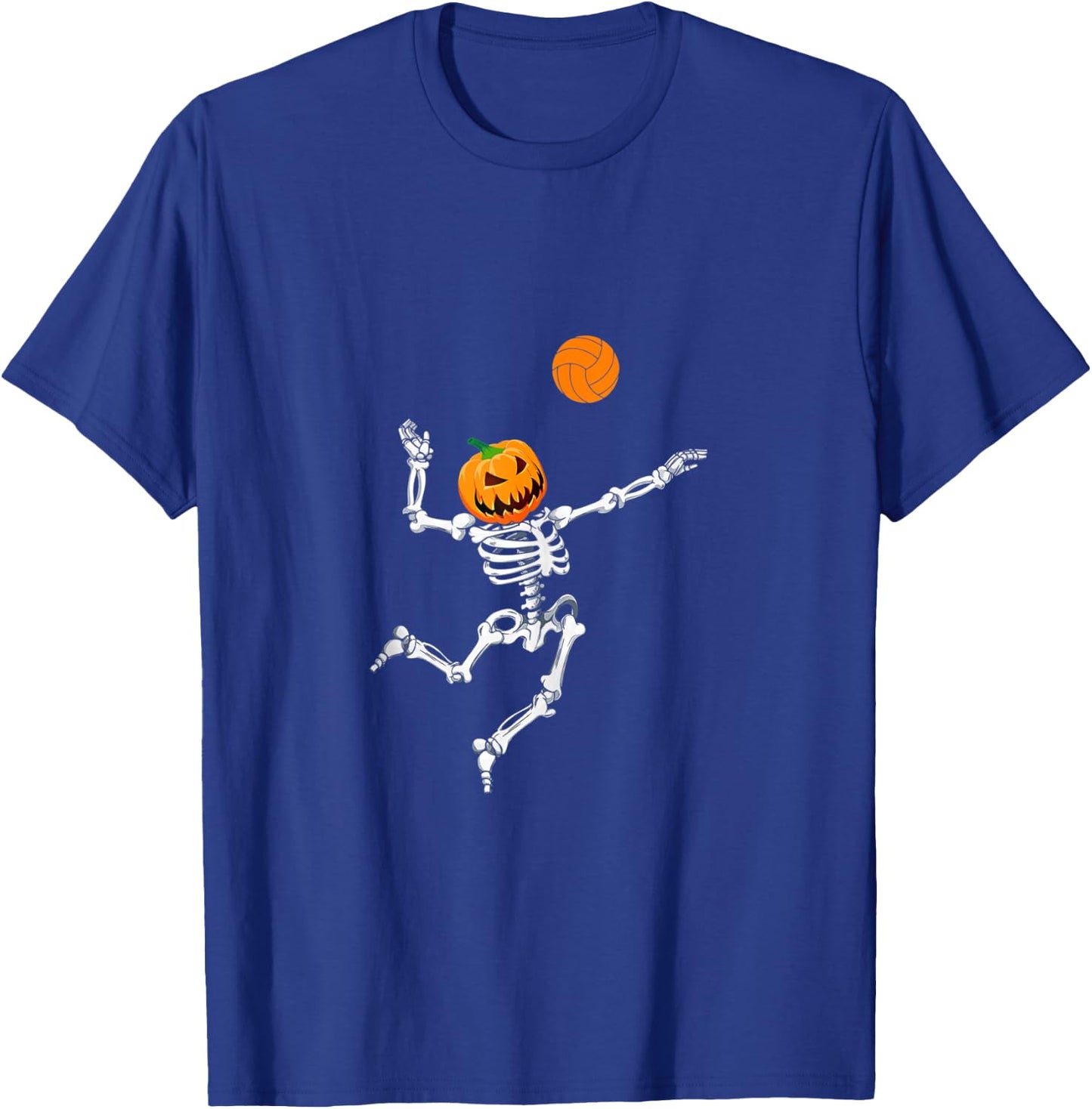 Skeleton Volleyball Halloween Pumpkin T-Shirt - T-Shirt | Royal