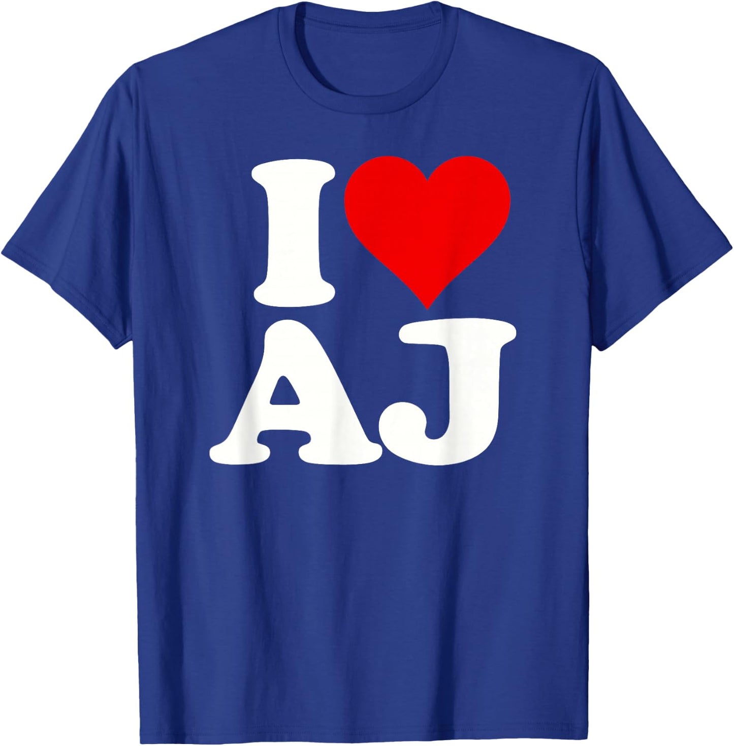 I Love Heart Aj A.j. a J Initals Monogram Name Nickname T-Shirt - T-Shirt | Royal