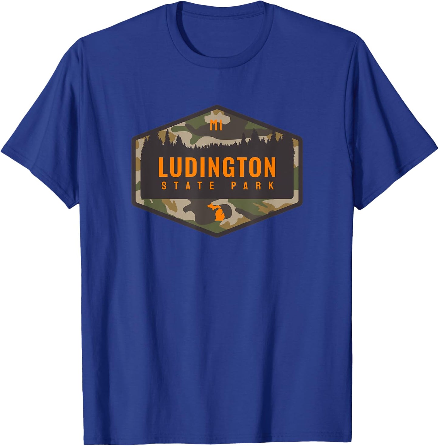 Ludington State Park Michigan MI Camouflage Vacation T-Shirt - T-Shirt | Royal