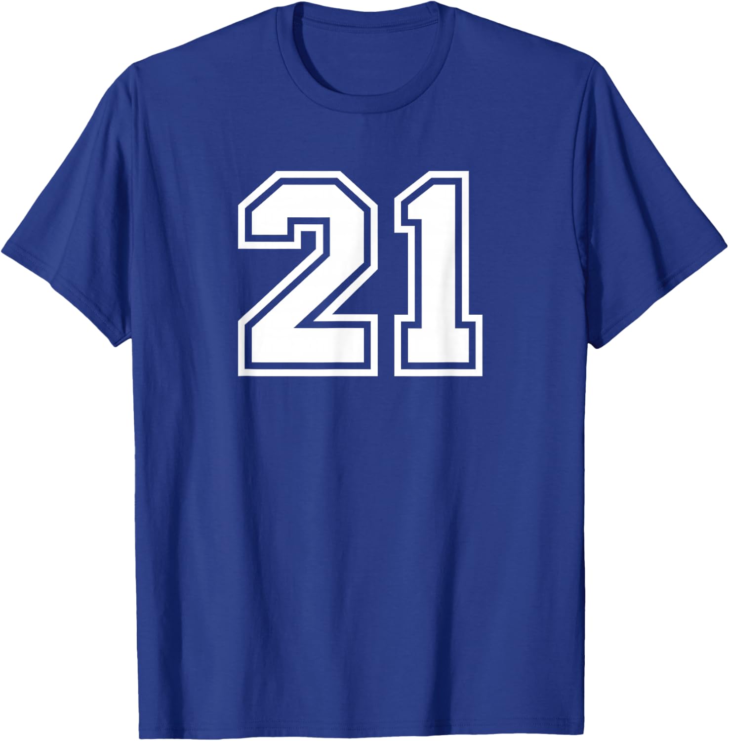 Number #21 Sport White Number T-Shirt - T-Shirt | Royal