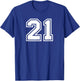 Number #21 Sport White Number T-Shirt - T-Shirt | Royal