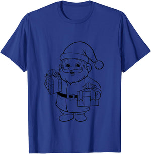 Kids Coloring shirt for Kids Christmas , Cute Santa color in T-Shirt - T-Shirt | Royal