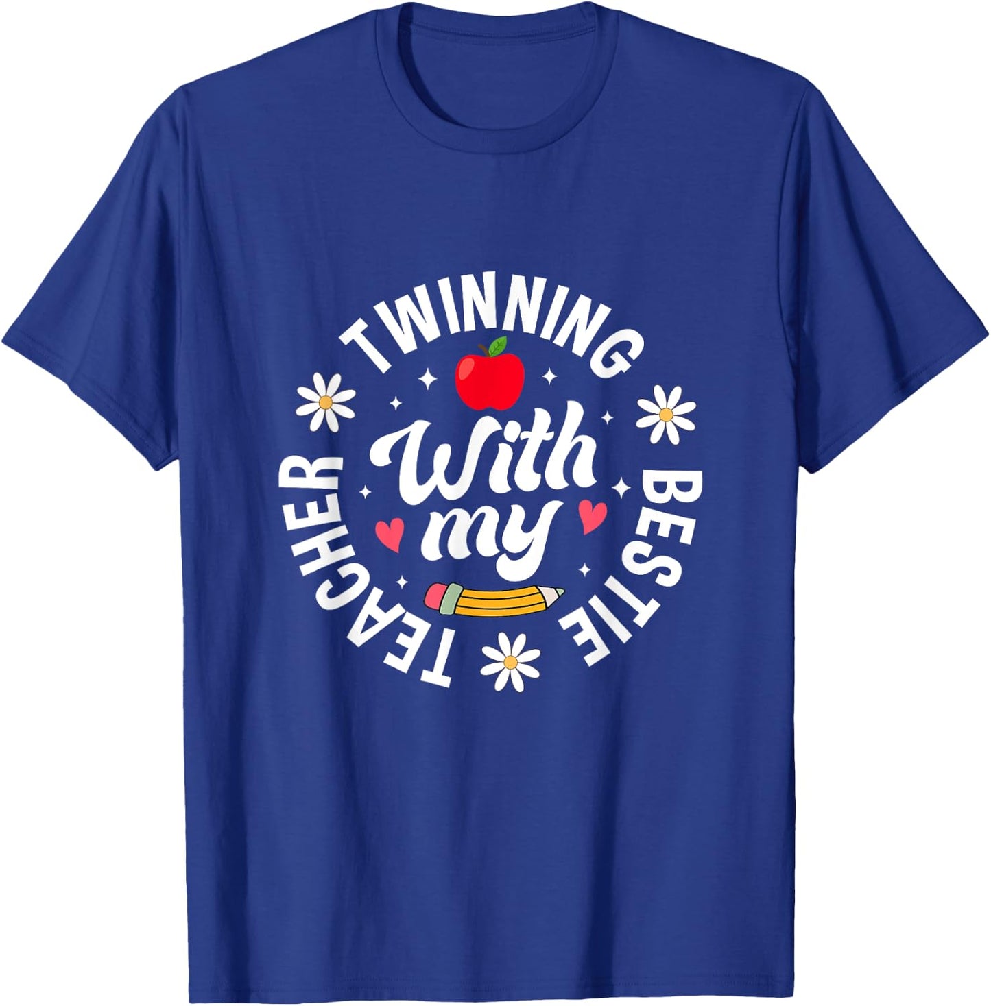 Twin Day Design Teacher Twinning with My Bestie Matching Women T-Shirt - T-Shirt | Royal