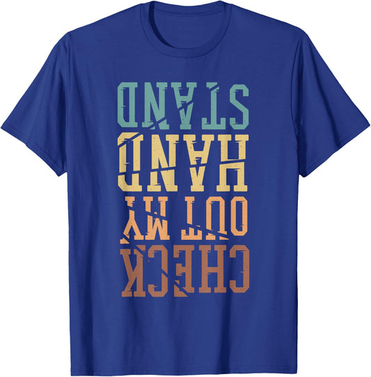 Check Out My Handstand, Retro Vintage Gymnastics and Gymnast T-Shirt - T-Shirt | Royal