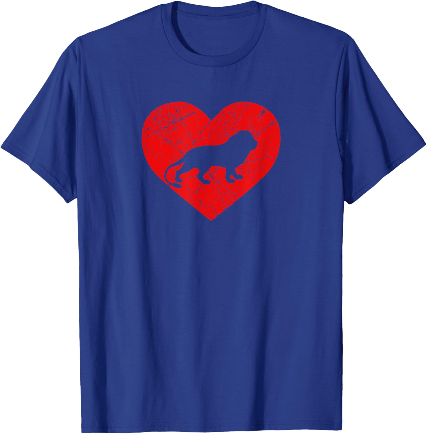 Vintage Lion Lover Heart Love Valentine's Day T-Shirt - T-Shirt | Royal