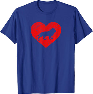 Vintage Lion Lover Heart Love Valentine's Day T-Shirt - T-Shirt | Royal