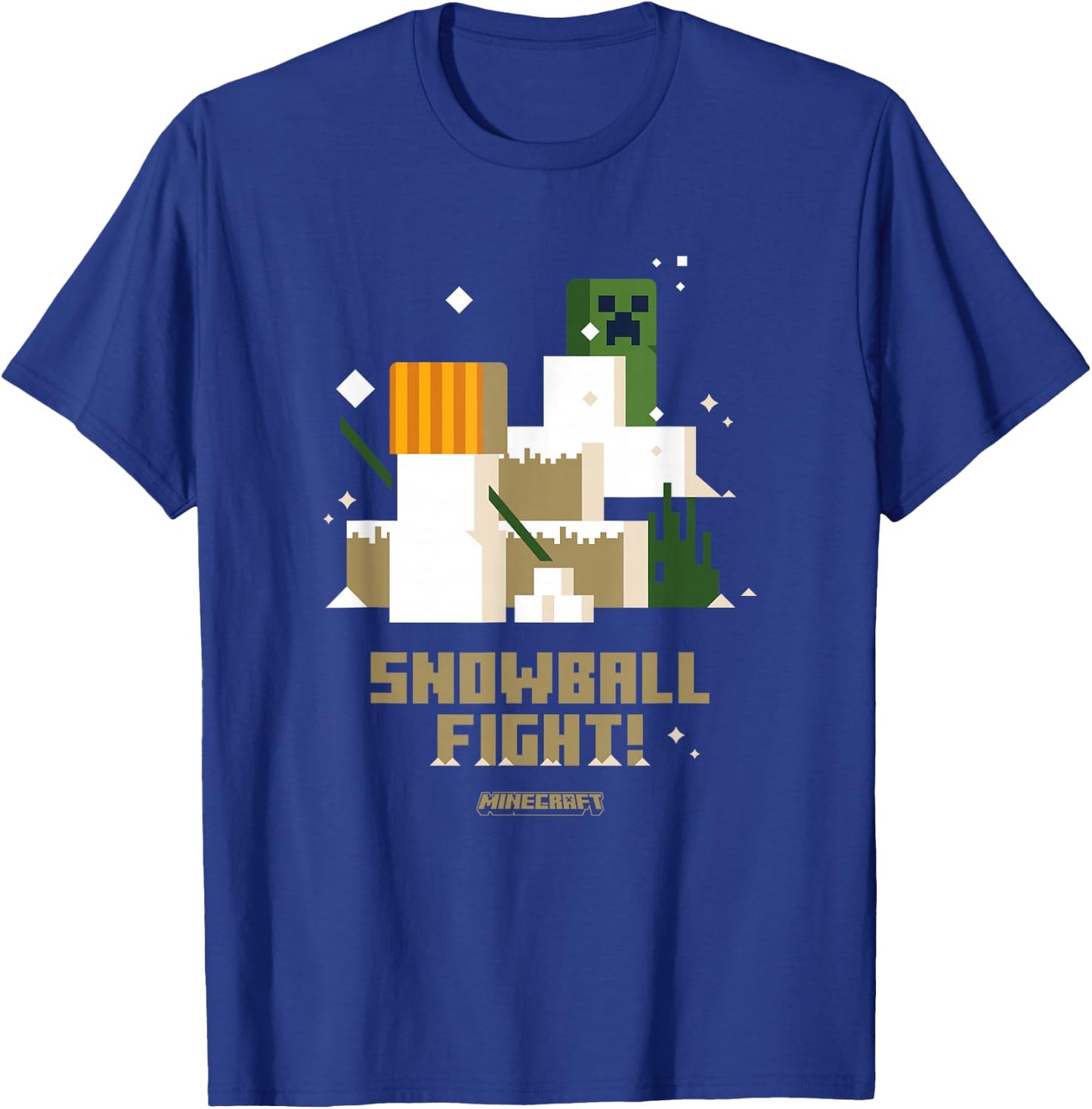 Minecraft Christmas Snowball Fight! Snow Golem VS Creeper T-Shirt - T-Shirt | Royal