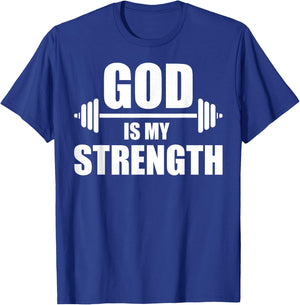 Funny Christian Workout Design Men Women God Is My Strength T-Shirt - T-Shirt | Royal