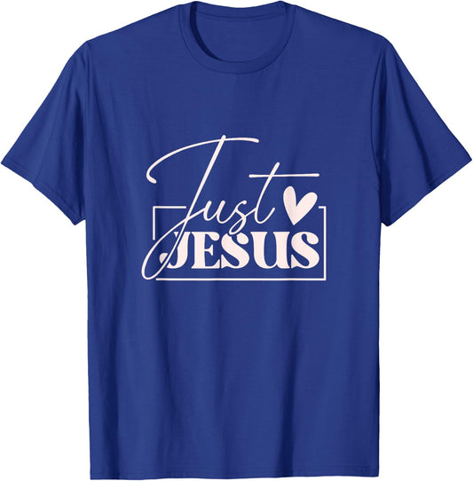 Just Jesus Cute Christian Typography T-Shirt - T-Shirt | Royal