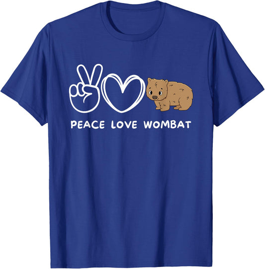 Peace, Love Wombat Retro Wombat Lover Animals Lover T-Shirt - T-Shirt | Royal