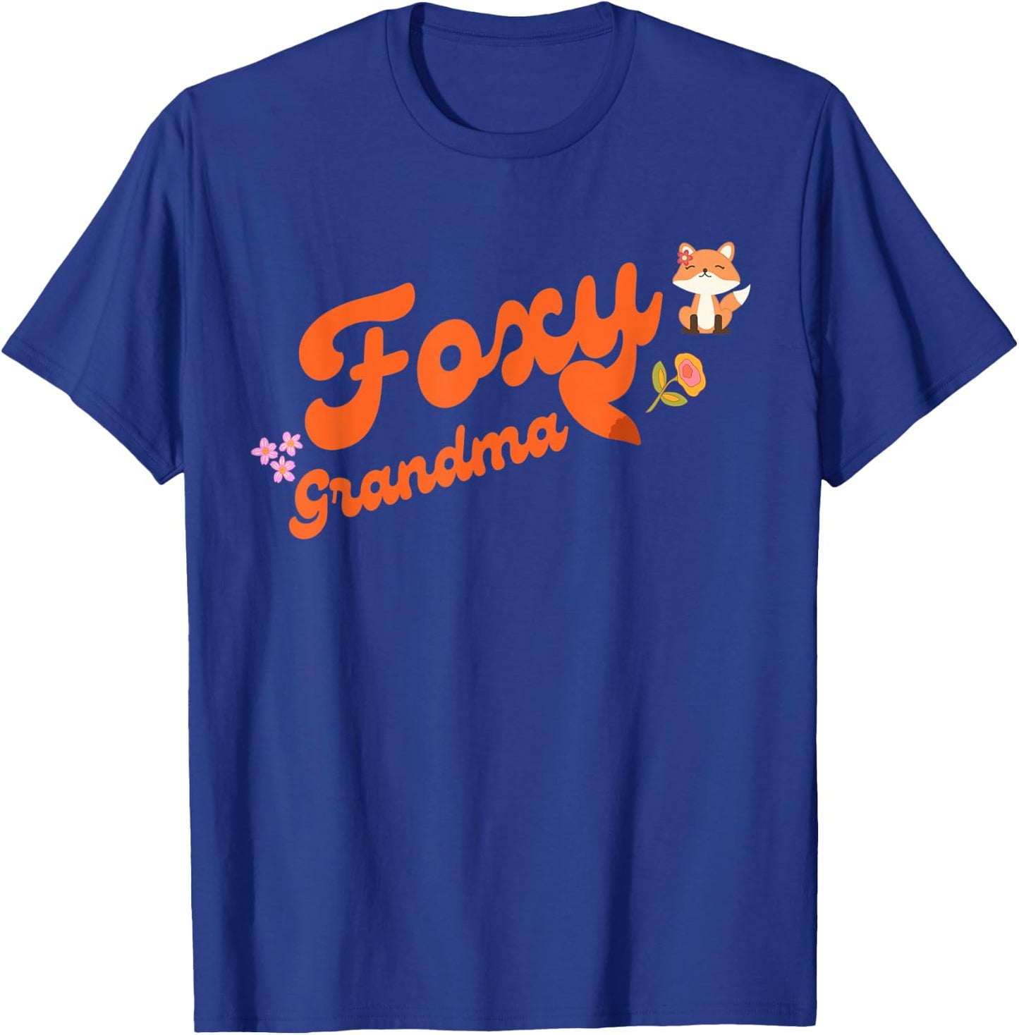 Foxy grandma with flowers and fox and fox tail T-Shirt - T-Shirt | Royal