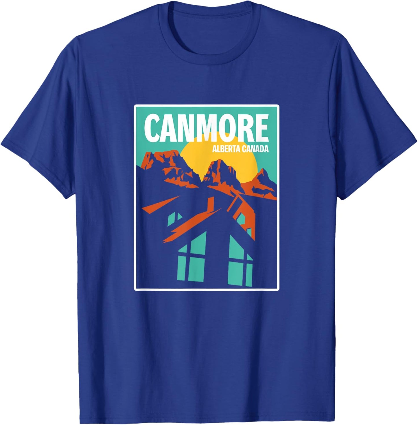 Retro Canada Alberta Canmore Three Sisters Mountains Gift T-Shirt - T-Shirt | Royal