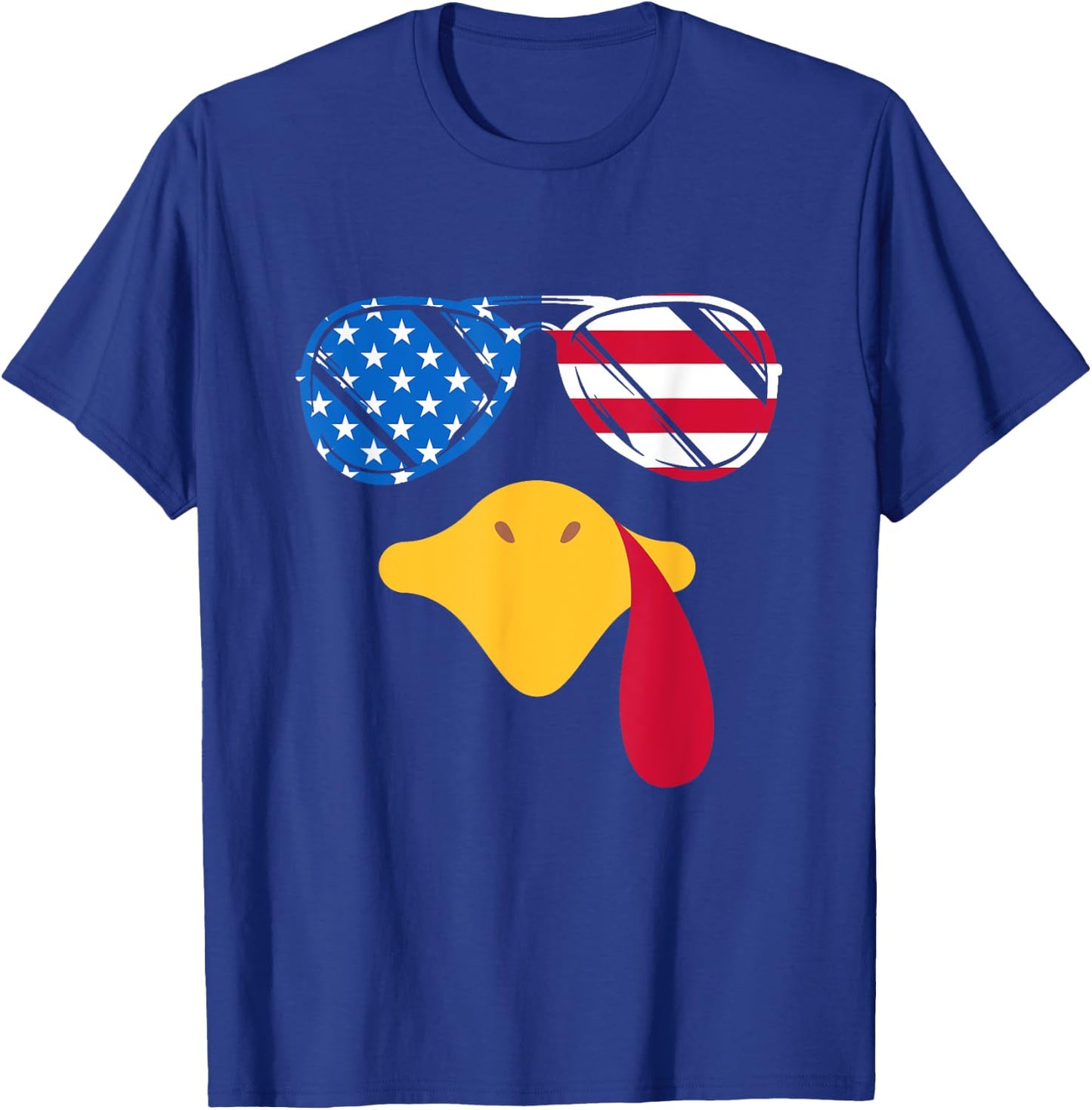 Cool Turkey Face Sunglasses American Flag Funny Thanksgiving Kids Men T-Shirt - T-Shirt | Royal