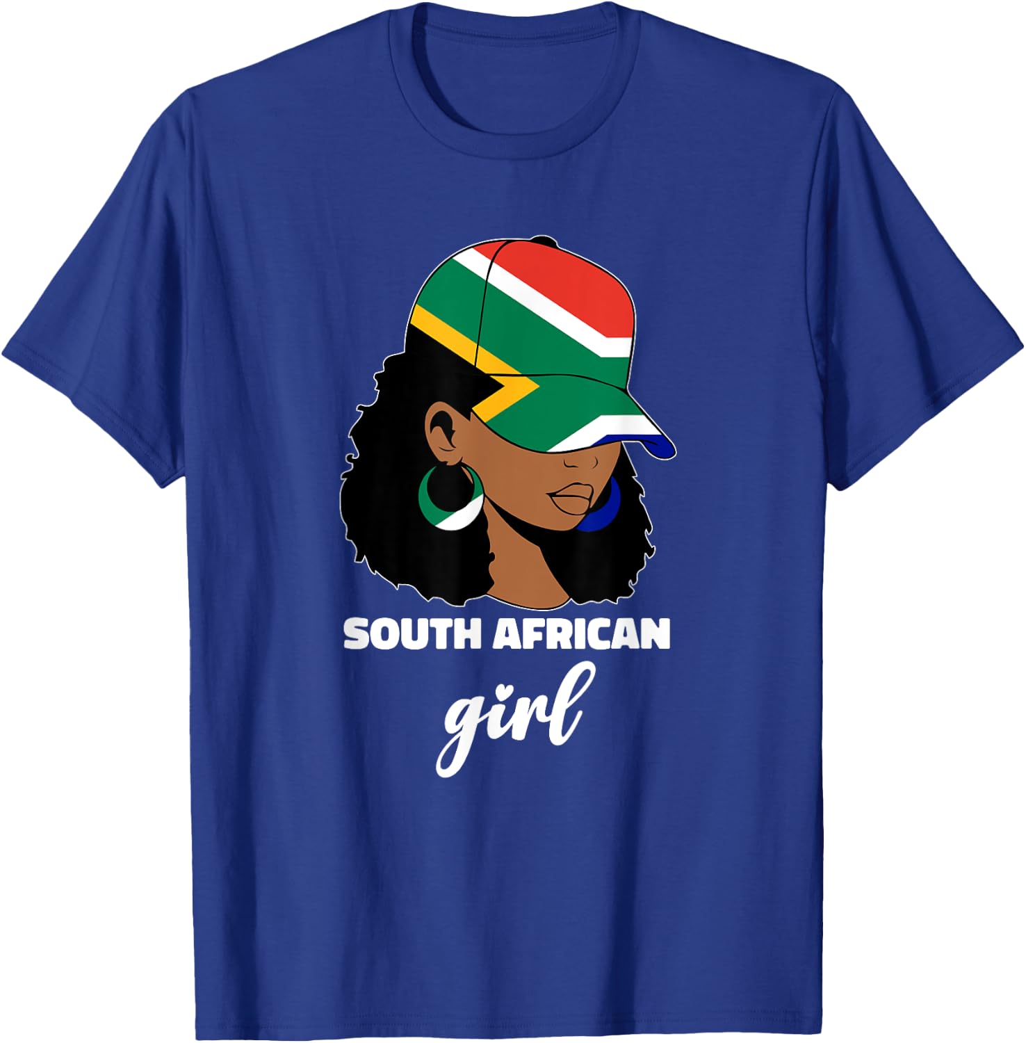 South African Girl Woman South Africa Flag Afro T-Shirt - T-Shirt | Royal