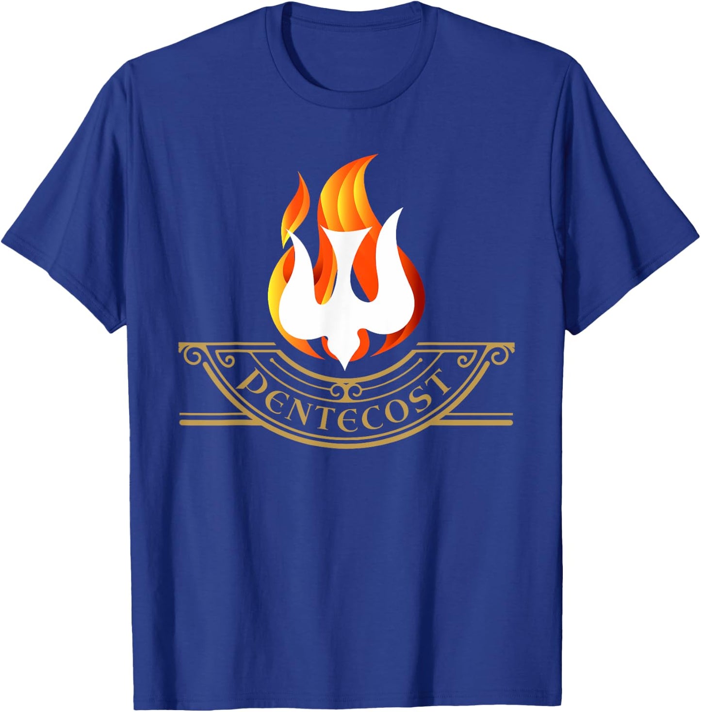 Peony Dove Tongue Fire Flame Holy Spirit Catholic T-Shirt - T-Shirt | Royal