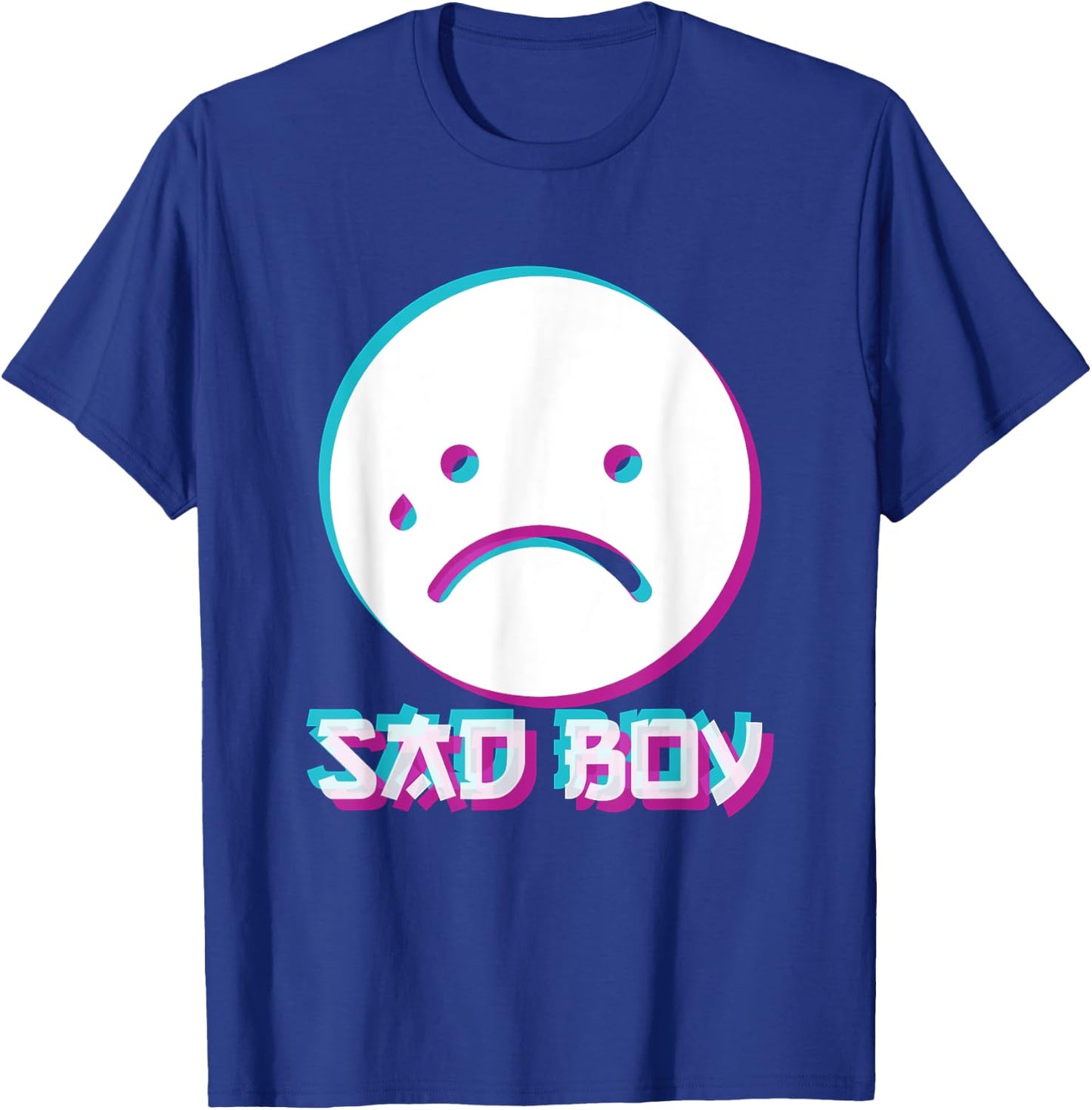 Japanese Glitch Sad Boy Anime Aesthetic Vaporwave T-Shirt - T-Shirt | Royal