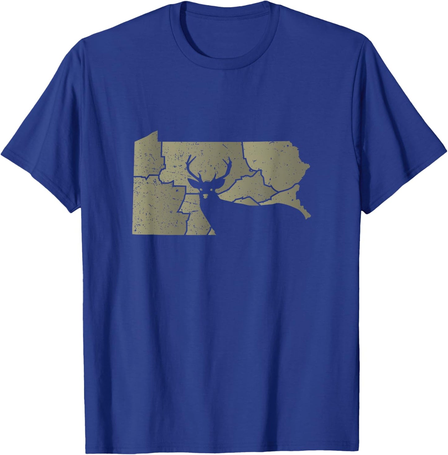 White-Tailed Deer Hunter Pennsylvania Map Shape T-Shirt - T-Shirt | Royal